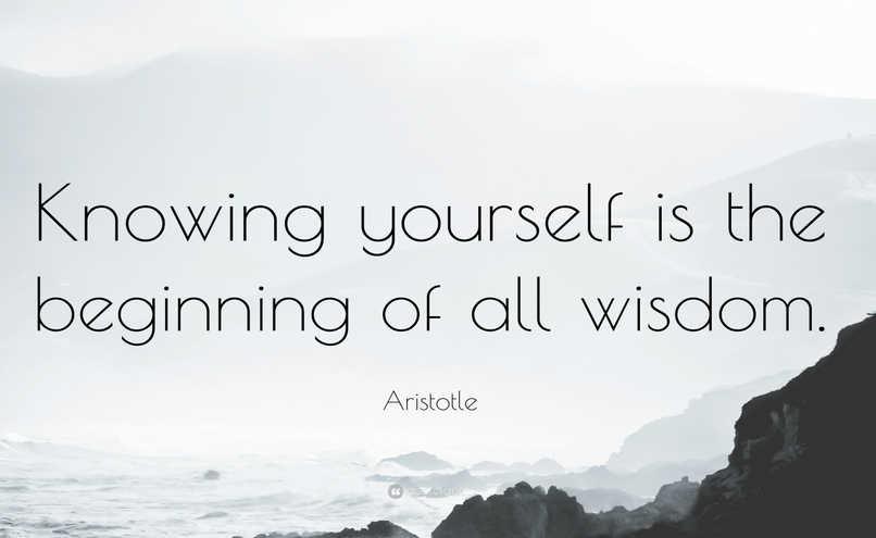 "Knowing yourself is the beginning of all wisdom." ~ Aristotle